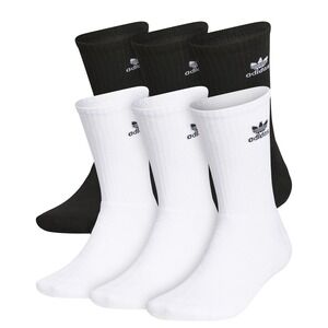 Adidas Trefoil Logo 6-Pack Crew Socks Black White Sz L NWT
